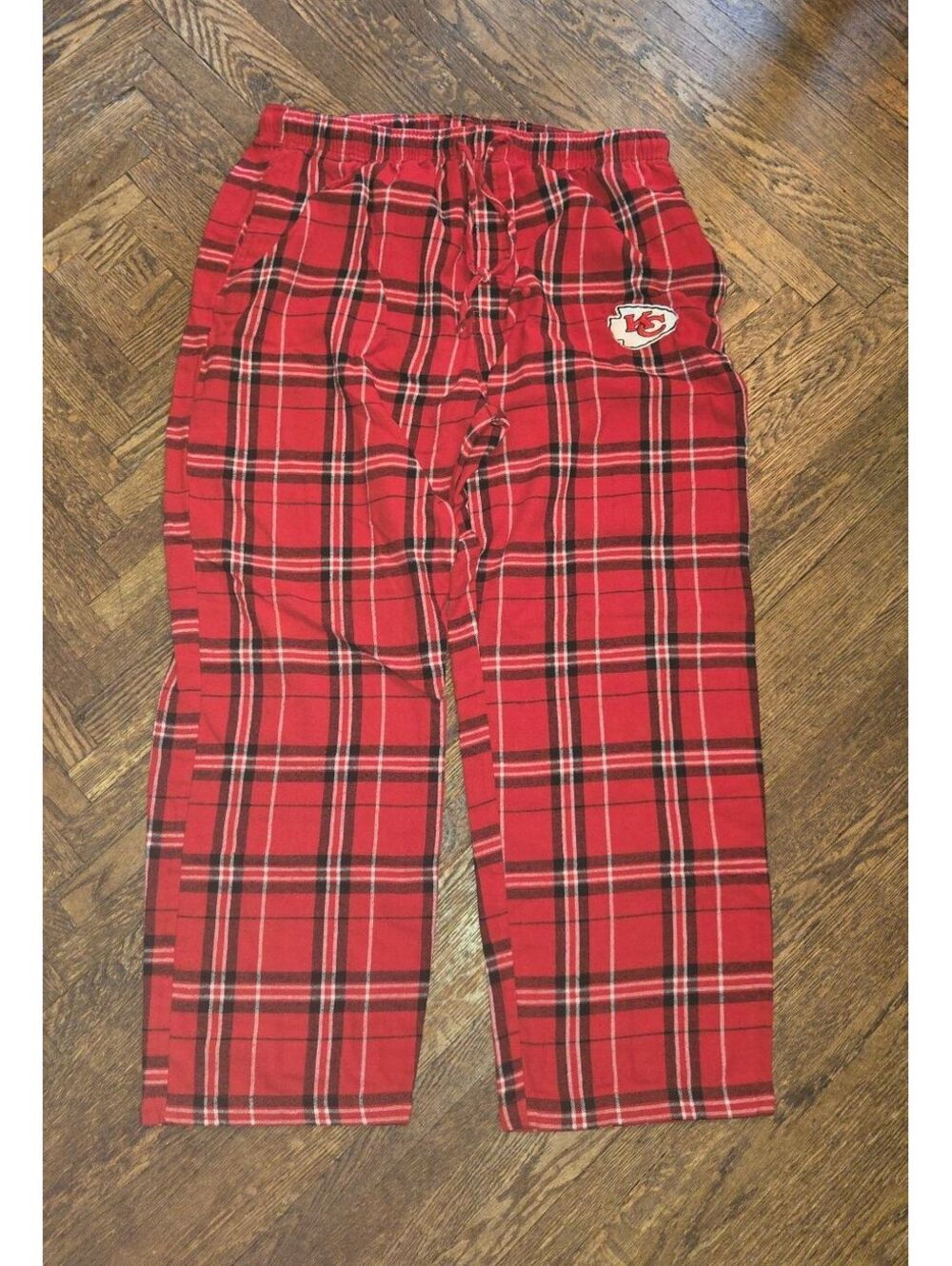 Kansas City Chiefs Pajamas Pants Men's Size XL Plaid Red EUC PJs